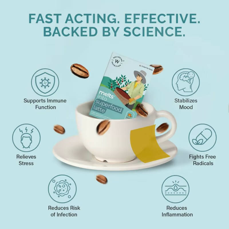 Wellbeing Nutrition Melts Superfood Latte Strips - Caramel Flavor - Distacart