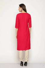 Thumbnail for Maai Rayon Hand Printed Kurta Red - Distacart