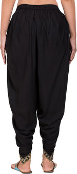 Thumbnail for PAVONINE Black Color Embellished Beetel Rayon Fabric Patiala For Women & Girls - Distacart