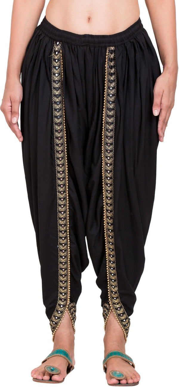 PAVONINE Black Color Embellished Beetel Rayon Fabric Patiala For Women & Girls - Distacart