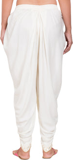 Thumbnail for PAVONINE Off-White Color Embellished Beetel Rayon Fabric Patiala For Women & Girls - Distacart