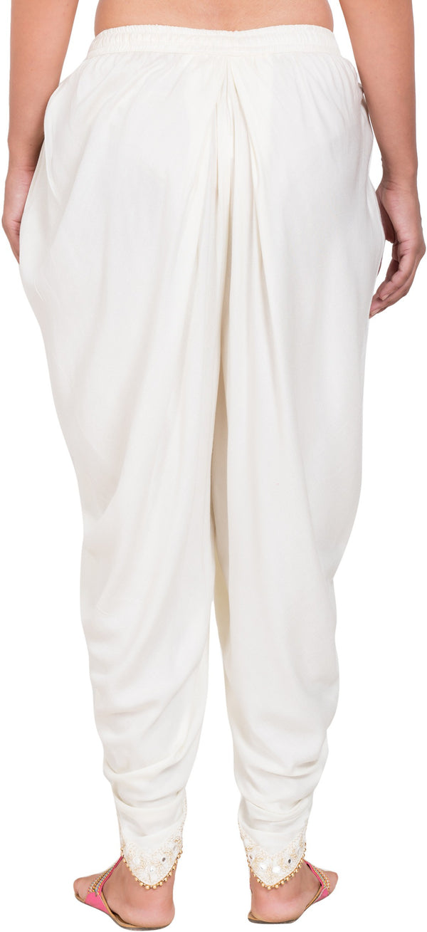 PAVONINE Off-White Color Embellished Beetel Rayon Fabric Patiala For Women & Girls - Distacart