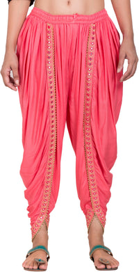 Thumbnail for PAVONINE Gajri Color Embellished Beetel Rayon Fabric Patiala For Women & Girls - Distacart
