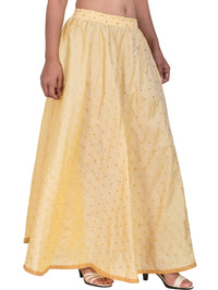Thumbnail for PAVONINE Beige Color Golden Zari Work Satan Fabric Maxi Skirt For Women - Distacart