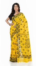 Thumbnail for Desh Bidesh Woven Handloom Handloom Pure Cotton Saree (Yellow) - Distacart