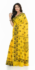 Thumbnail for Desh Bidesh Woven Handloom Handloom Pure Cotton Saree (Yellow) - Distacart