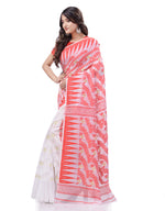 Thumbnail for Desh Bidesh Woven Handloom Cotton Silk Saree (White) - Distacart