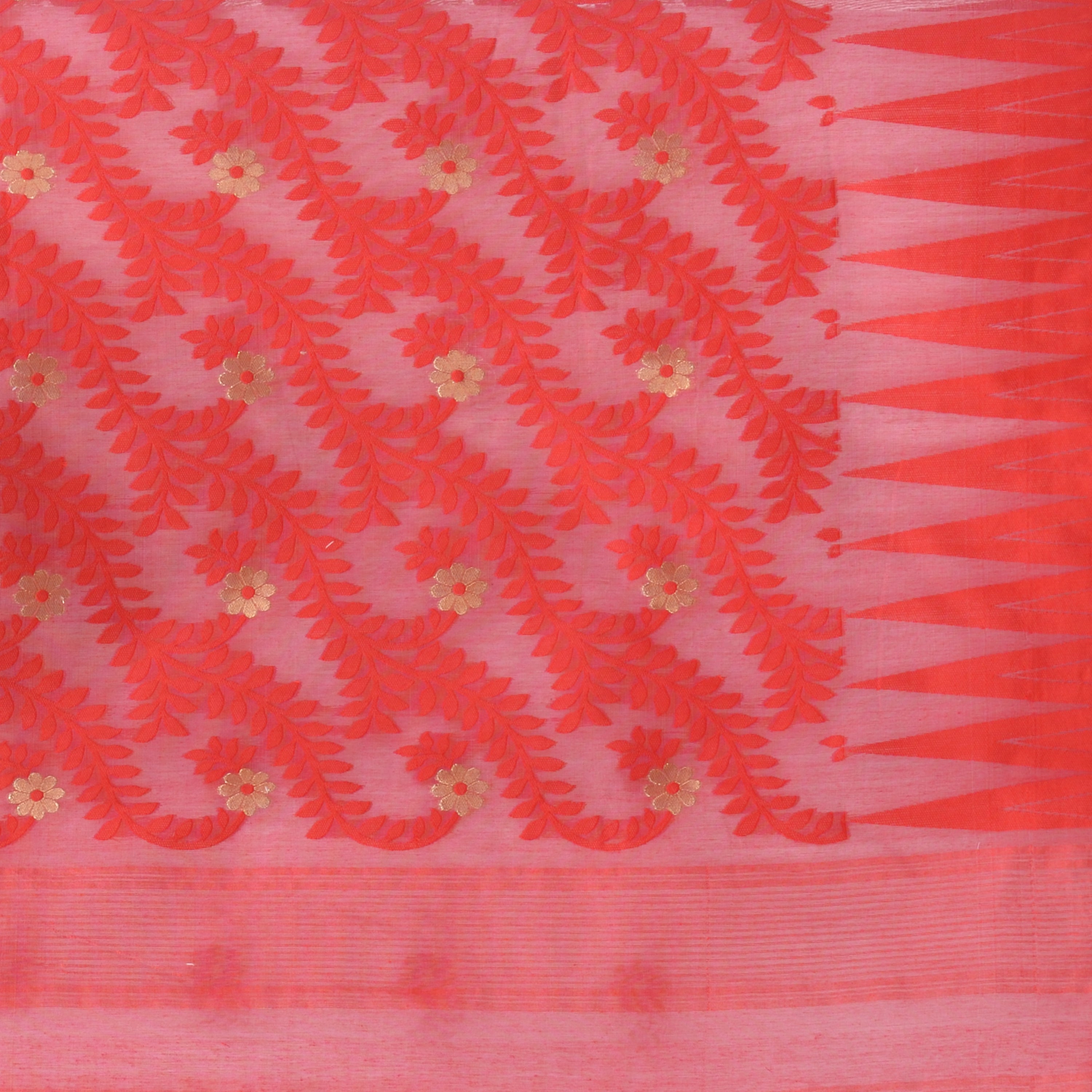 Desh Bidesh Woven Handloom Cotton Silk Saree (Red) - Distacart