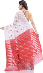 Thumbnail for Desh Bidesh Woven Handloom Cotton Silk Saree (Red) - Distacart