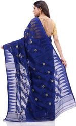 Thumbnail for Desh Bidesh Woven Handloom Cotton Silk Saree (Dark Blue) - Distacart