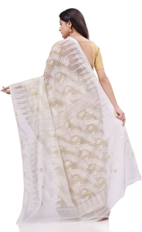 Desh Bidesh Woven Handloom Cotton Silk Saree (White) - Distacart