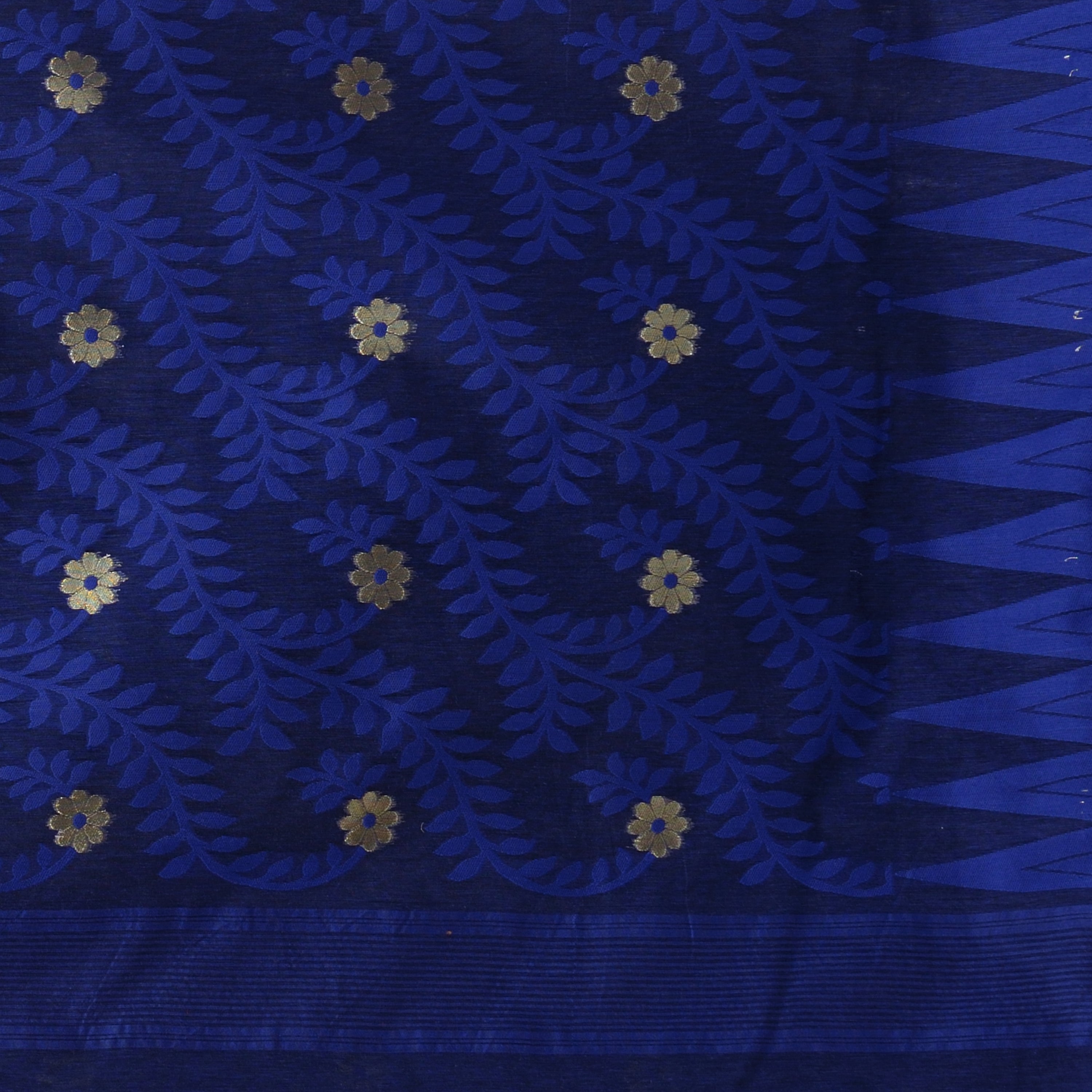 Desh Bidesh Woven Handloom Cotton Silk Saree (Dark Blue) - Distacart