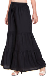 Thumbnail for PAVONINE Black Color Solid 3-Panels Flared Sharara - Distacart