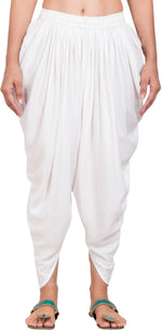 Thumbnail for PAVONINE White Color Solid Beetel Rayon Fabric Patiala For Women & Girls - Distacart