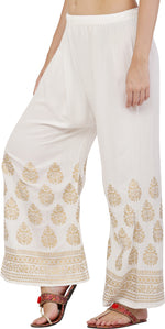 Thumbnail for PAVONINE White Color Golden Printed Rayon Fabric Sharara For Women & Girls - Distacart