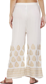 Thumbnail for PAVONINE White Color Golden Printed Rayon Fabric Sharara For Women & Girls - Distacart