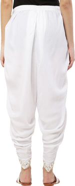 Thumbnail for PAVONINE White Color Embellished Beetel Rayon Fabric Patiala For Women & Girls - Distacart