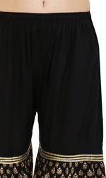 Thumbnail for PAVONINE Black Color 3-Panels Sequence Printed Flared Sharara For Women & Girls - Distacart