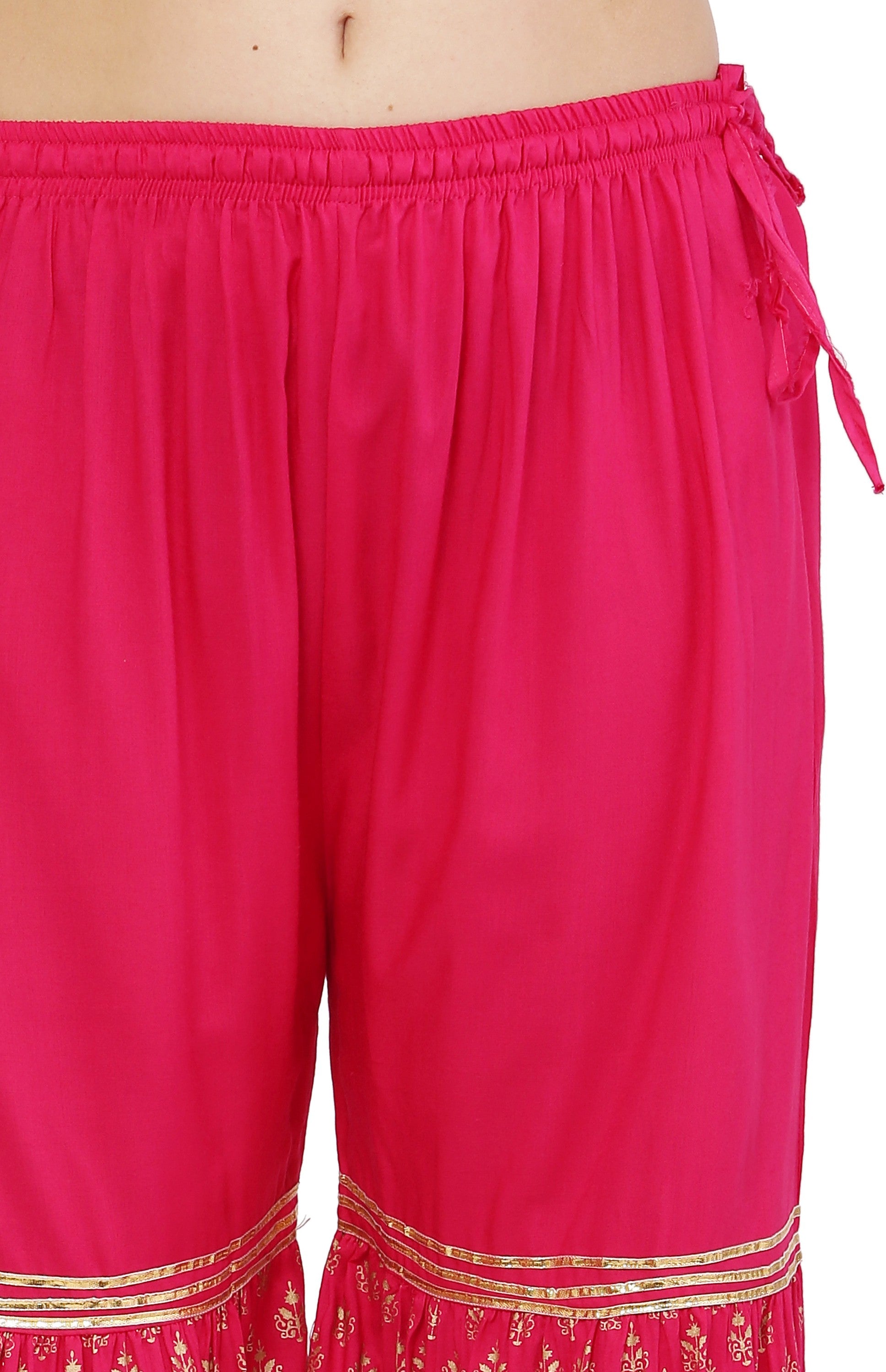 PAVONINE Rani Color 3-Panels Sequence Printed Flared Sharara For Women & Girls - Distacart