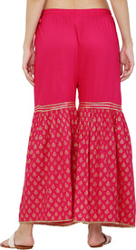 Thumbnail for PAVONINE Rani Color 3-Panels Sequence Printed Flared Sharara For Women & Girls - Distacart