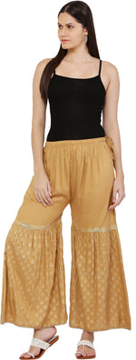 Thumbnail for PAVONINE Beige Color 3-Panels Sequence Printed Flared Sharara For Women & Girls - Distacart