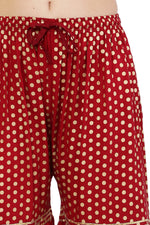 Thumbnail for PAVONINE Maroon Color 3-Panels Golden Printed Flared Sharara For Women & Girls - Distacart