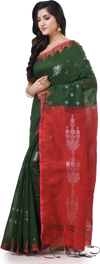Thumbnail for Desh Bidesh Woven Handloom Cotton Silk Saree (Green) - Distacart