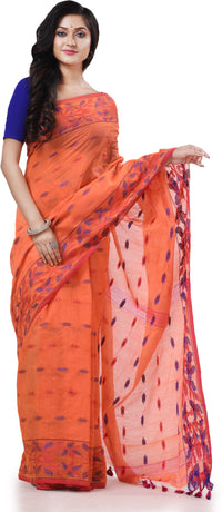 Thumbnail for Desh Bidesh Woven Handloom Cotton Silk Saree (Orange) - Distacart