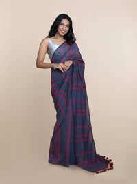 Thumbnail for Suta Women Navy Blue Pure Cotton Handloom Saree - Distacart