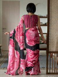 Thumbnail for Suta Black Floral Pure Cotton Saree - Distacart