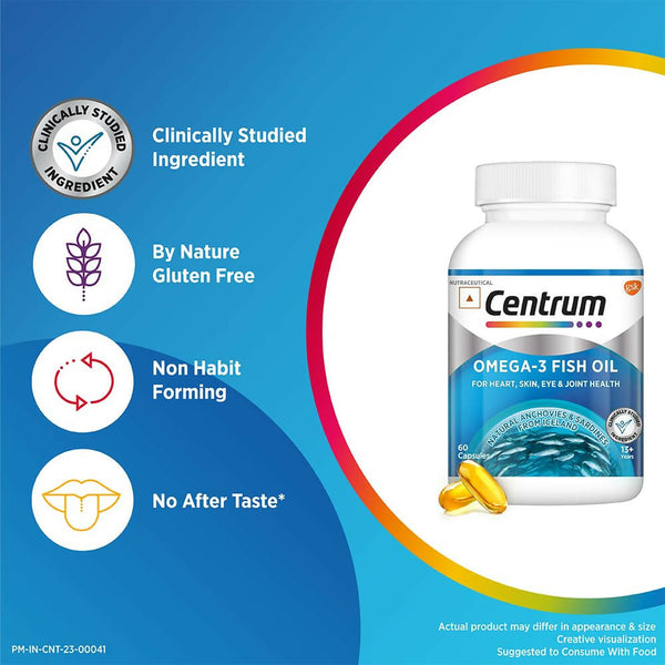Centrum Omega-3 Fish Oil Capsules for 13 + Years - Distacart
