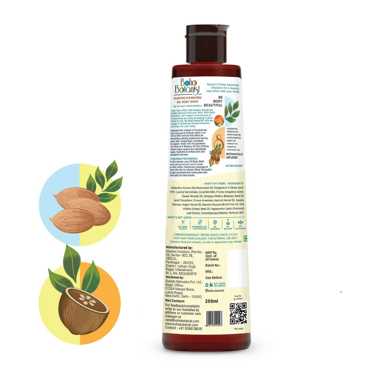 Boho Botanist Almond & Babassu Oil Body Wash for Dry Skin - Distacart