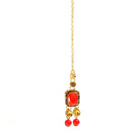 Thumbnail for Mominos Fashion Johar Kamal Gold-Plated Brass Finish Kundan/Pearls Choker For Women (Red) - Distacart