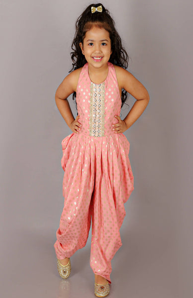 Lil Drama Fusion Fair Girls Peach Dhoti Jumper - Distacart