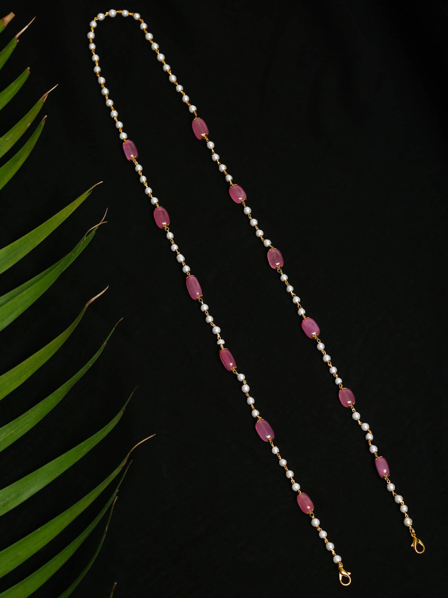 Stone And Gold Plated Mask Chain - Ruby Raang - Distacart