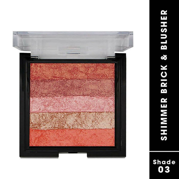 Fashion Colour Shimmer Brick & Blusher 2 in 1 Glow Bronzer Powder-Shade 03 (Medium To Fair) - Distacart