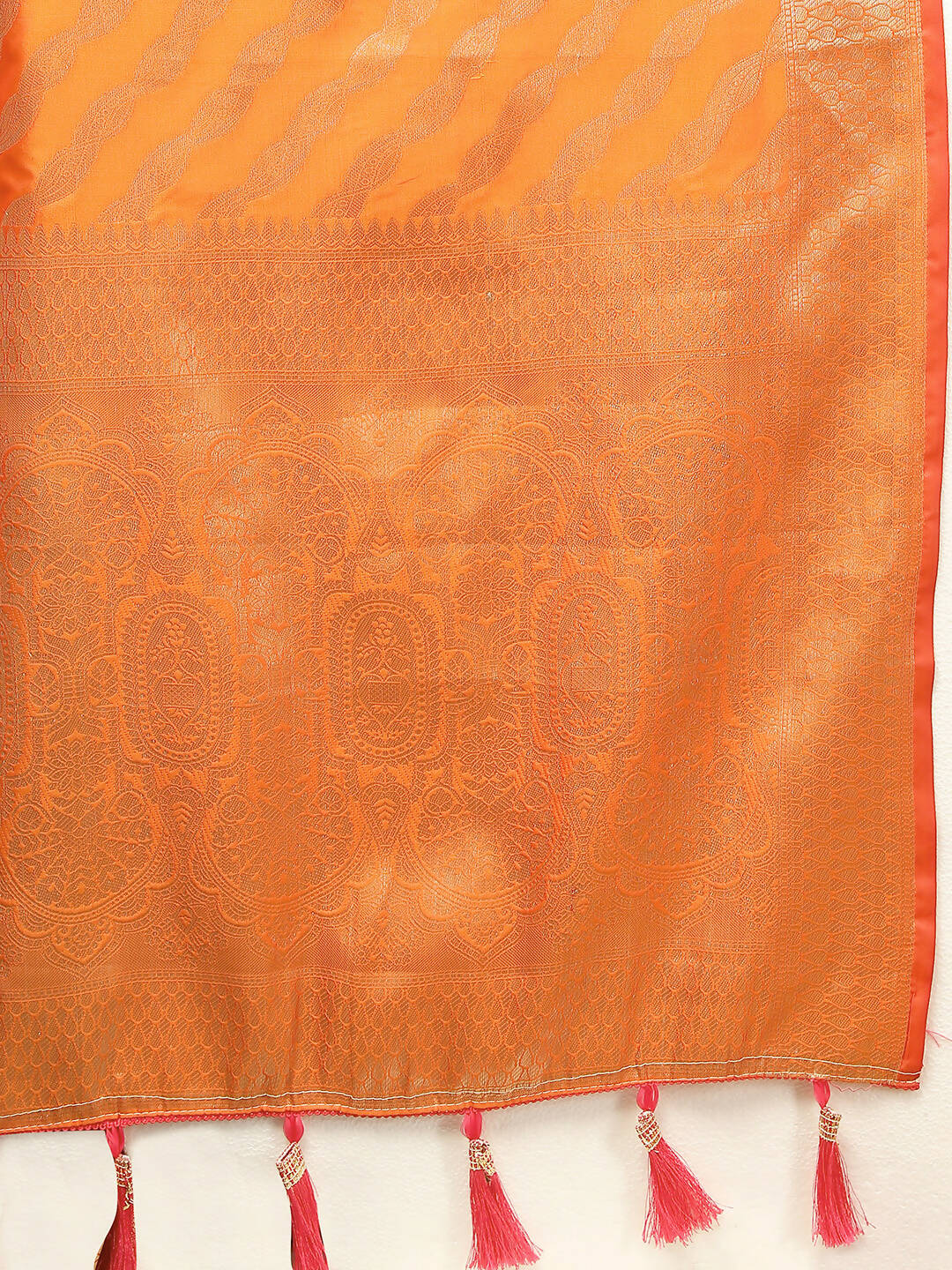 Lorenvalley Fashion Orange Soft Silk Woven Design with Zari Weaving Leheriya Design Saree - Distacart