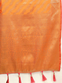 Thumbnail for Lorenvalley Fashion Orange Soft Silk Woven Design with Zari Weaving Leheriya Design Saree - Distacart
