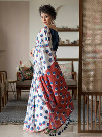 Thumbnail for Suta Off White Polka Dots Pure Cotton Saree - Distacart