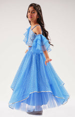 Thumbnail for Lil Drama Bollywood Tadka Blue Ghagra Choli Set For Girls - Distacart