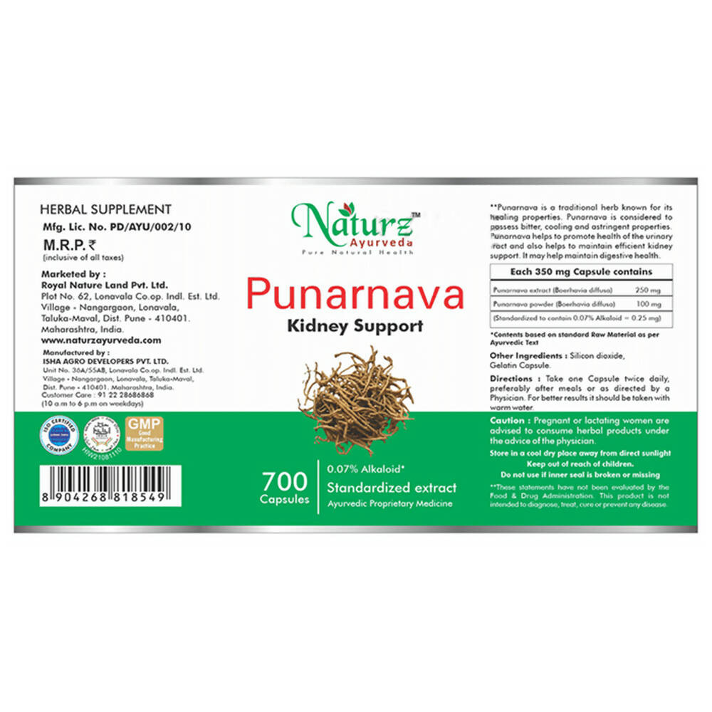 Naturz Ayurveda Punarnava Capsules - Distacart