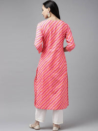 Thumbnail for Yufta Women Pink Bandhani Yoke Design Regular Sequined Pure Cotton Kurta with Palazzo