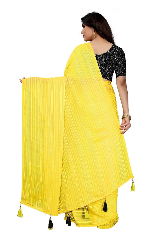 Vamika Yellow Georgette Seqence Saree (Riva Yellow)