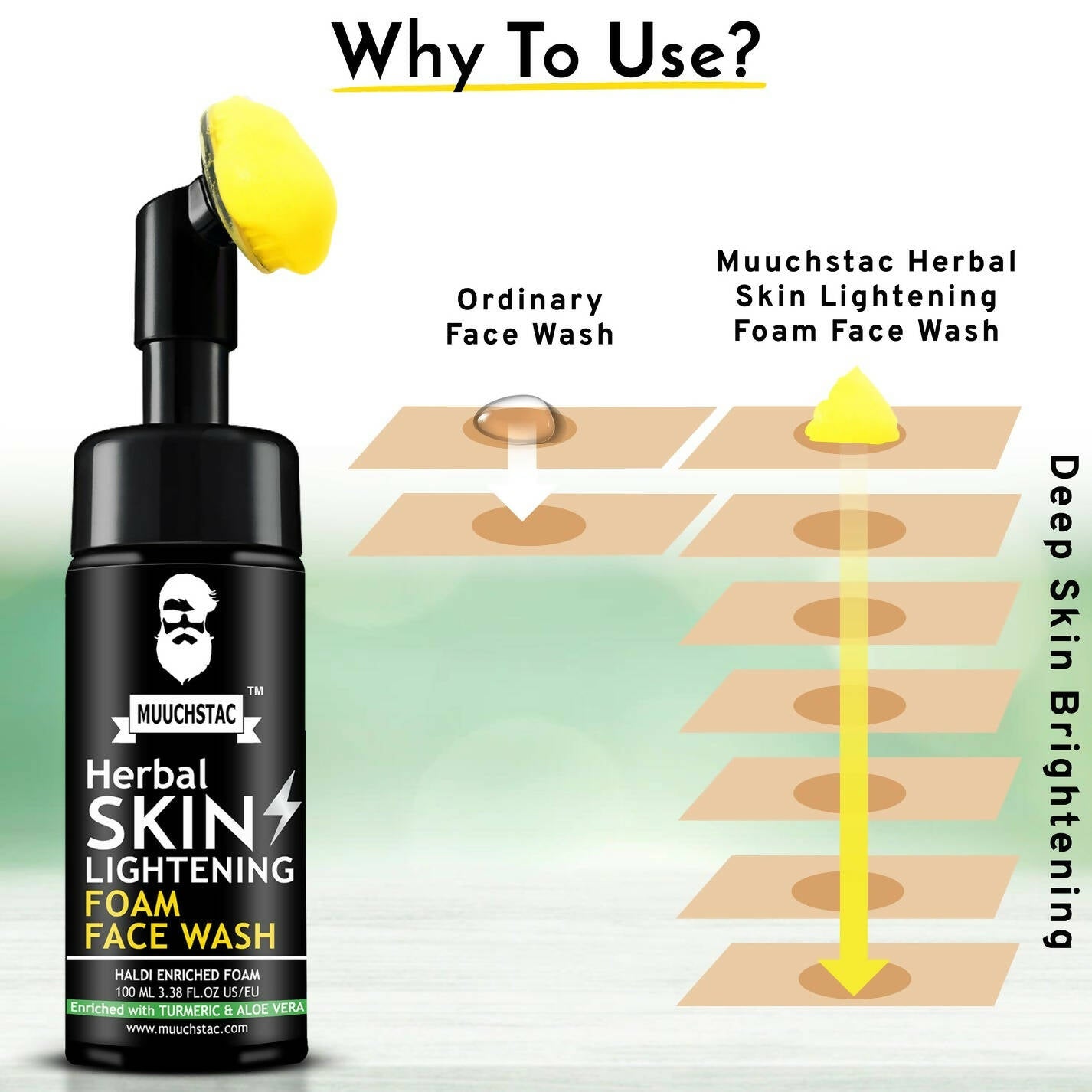 Muuchstac Herbal Skin Lightening Foam Face Wash - Distacart