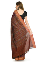 Thumbnail for Vamika Sambalpuri Ikat Cotton Dehabandha Black & Maroon Saree - Distacart