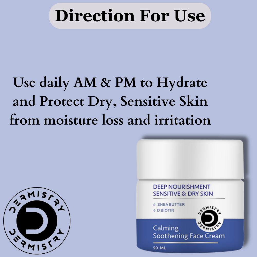 Dermistry Sensitive & Dry Skin Care Deep Nourishment Calming Soothing Face Cream Shea Butter Biotin - Distacart