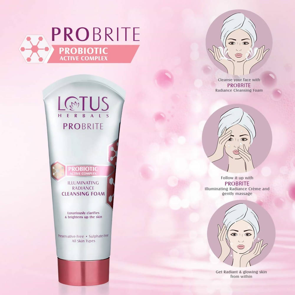 Lotus Herbals Probrite Illuminating Radiance Cleansing Foam - Distacart