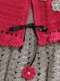 Thumbnail for ChutPut Hand knitted Crochet Maharani Wool Dress - Pink - Distacart