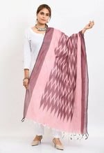 Thumbnail for Mominos Fashion Moeza Women's Handloom Cotton Ikkat Maroon Dupatta - Distacart