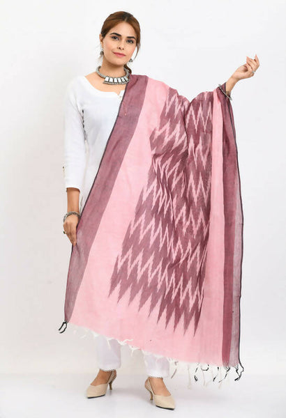 Mominos Fashion Moeza Women's Handloom Cotton Ikkat Maroon Dupatta - Distacart